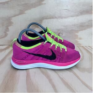 Nike - Flyknit Lunar One + Volt - Running Shoes - Pink -Women's - 7 - 554888-606
